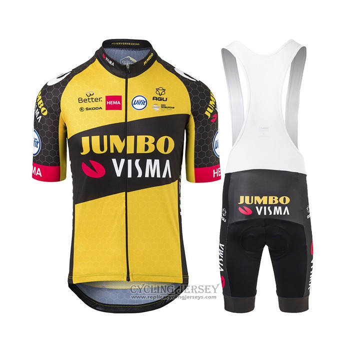 2021 Cycling Jersey Jumbo Visma Yellow Short Sleeve And Bib Short